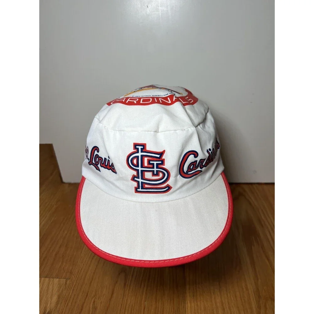 Vintage St. Louis Cardinals Hat Cap Elastic Back White Red MLB Baseball Mens 80s